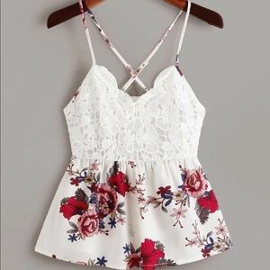 Shein crochet open back tie tank top